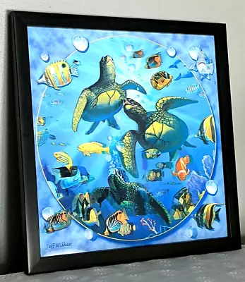 3D Fish Sea Turtles Ocean Wall Art Hologram Illusion Of Depth Framed Picture NEW • £23.11