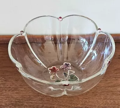 VTG Mikasa Violets Glass Round Serving Bowl Scalloped Dot Accents 8.5  • $14