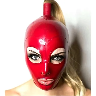 Unisex Head Cover Wig Latex Mask Nostrils Gift Hood Red Zipper Open Eyes Mouth • $11.03