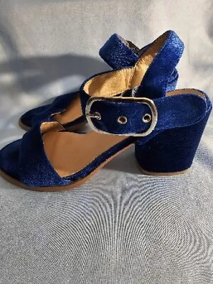 Yoki Style: Shelo-03 Blue Velvet Sandals Size 8.5 • $5