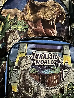 JURASSIC WORLD T-REX DINOSAURS 16  Backpack - Detachable Insulated Lunch Bag • $18.49