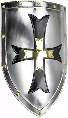 Medieval Crusader Steel Shield 18 Gauge Armor Templar Viking Steel Iron Shield • $85.99