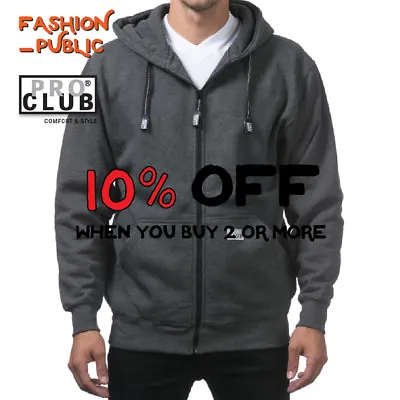 $35.95 • Buy Proclub Pro Club Men's Heavyweight Full Zipper Jacket Hooded Zip-up Sweatshirts