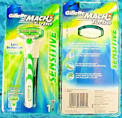 *2 Gillette Mach 3 Turbo Sensitive Razors With Blades ~ Brand New • $19.99