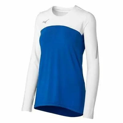 Mizuno Techno VII Long Sleeve Volleyball Jersey Women's M Blue White 440681 • $6.75