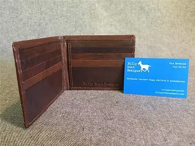 Leather Bifold Wallet Buffalo W2 Classic Cards Cash Men Billy Goat Designs • $25.44