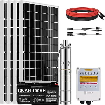 DC 24V Submersible Solar Well Pump Kit 3'' Solar Water Pump 164ft 5.7gpm MPPT • $369.98