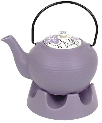 Japanese Teapot Purple Striped With Teapot Warmer Ceramic Jameson & Tailor 6 Cup • £18.99