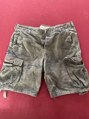 Abercrombie & Fitch Size 36 Distressed Camo Green Cargo Shorts - Heavy Cotton • $2.25