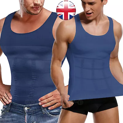 Men's Sculptcore Body Shaper Compression Ionic Shaping Shirt Slimming Tank Top • £4.79