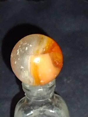 Vintage Peltier Rainbow Clear & Orange UV Active Lots Of Bubbles Marble 6/10 In • $2