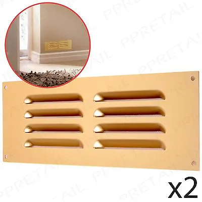 2 X LOUVRE AIR VENTILATION VENT 9  X 3  Wall/Door Airing Cover Pair Brass/Gold • £8.20