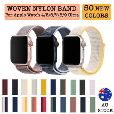 Woven Nylon Sport Strap Band 40 41 42 44 45 49mm For Apple Watch 9 8 7 6 5 4 SE • $5.50