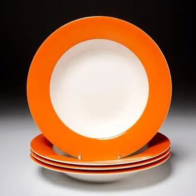 Set Of (4) Villeroy & Boch Wonderful World Orange Rim Soup Bowls Easy Collection • $80