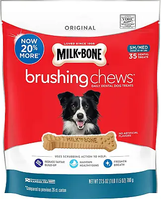 Milk-Bone Brushing Chews Daily Dental Dog Treats Small/Medium 35 Count • $19.49