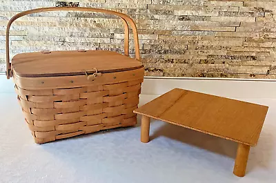 Longaberger 1990 Square Picnic Basket 12  With Riser And Swing Handles • $34.50