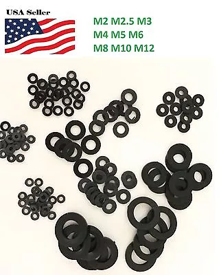 M2 M2.5 M3 M4M5 M6 M8 M10 M12 Black Plastic Nylon Flat Spacer Washer  • $8