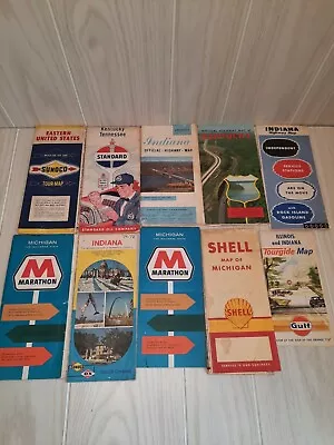 Vintage Road Maps 60s & 70s Kentucky Indiana Michigan 10 Total  • $9.99