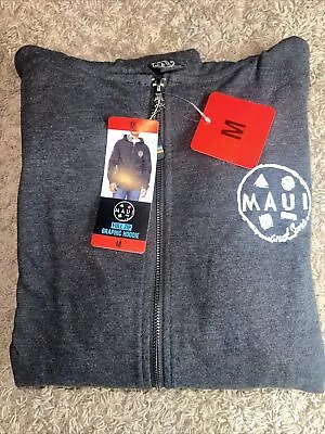 NEW Men's Maui & Sons Full Zip Dark Gray Hoodie Sweatshirt Size Medium • $14.99