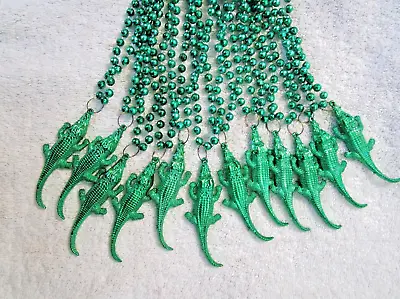 1 Dozen (12)   Green Alligator  Mardi Gras Necklaces Beads Single Gators • $12