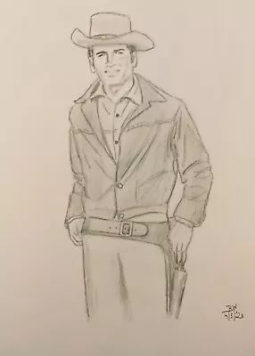 MICHAEL LANDON PENCIL DRAWING 11x14 JOE CARTWRIGHT ORIGINAL PORTRAIT SKETCH • $32.95