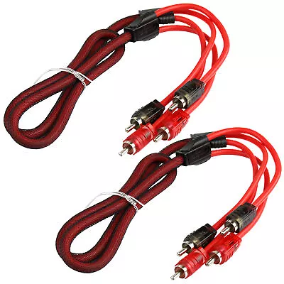 2 Pack 3 Ft RCA Cable OFC Interconnect DS18 R3 Competition Rated Performance Red • $12.95