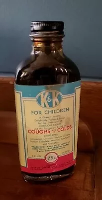 Vtg K&K Medicine Cough Cold Syrup Bottle Apothecary United Chemical Co Full • $26