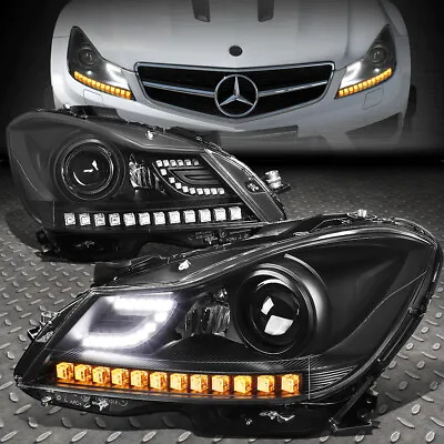 [3d Led Drl]for 11-15 Mercedes C-class W204 Projector Headlight Head Lamp Black • $388.88