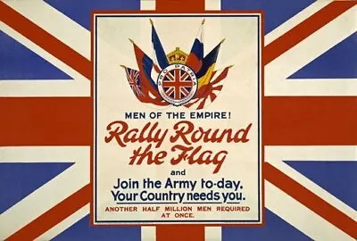 84258 Vintage British Rally Round The Flag Recruitment Wall Print Poster AU • $40.65