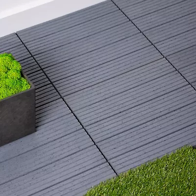 10 X Garden Patio Interlocking Composite Decking Floor Tiles 30x30cm Cool Grey  • £32.99