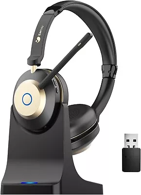 Wireless Headset Bluetooth Headset With Microphone Noise Canceling & USB... • £29.95