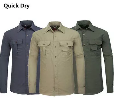 $32.96 • Buy Mens Casual Quick Dry Jacket Fishing Shirt Anti-UV Sun Protection Hiking Coats