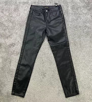 £24.58 • Buy Mavi Alissa Ankle Jeans Womens Size 27 Faux Leather Metal Eyelets Mid Rise Black