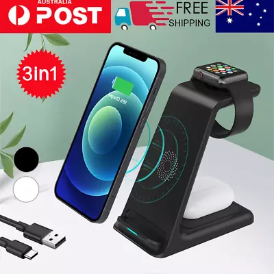 $7.96 • Buy Wireless Charger Dock Charging Station 3 In 1 For Apple Watch IPhone 13 12 11 XS