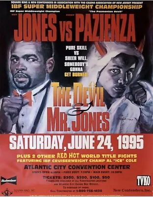 Vintage Original Roy Jones Jr. Vs. Vinny Pazienza Boxing Fight Poster • $54.95