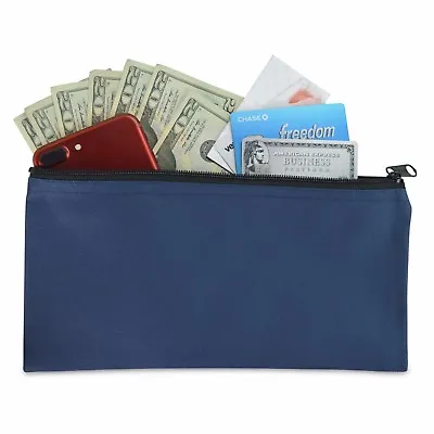 Deposit Bag Bank Pouch Zippered Safe Money Bag Organizer In Navy Blue • $6.50