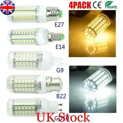4X LED Light Bulb E27 B22 E14 G9 GU10 SMD5730 Corn Bulb Lamp Cool/Warm White UK • £8.69