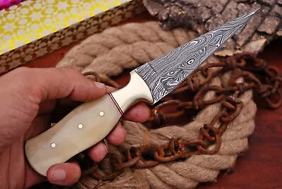 $26.95 • Buy Double-Edged V42 Military Damascus Dagger Boot Knife Scottish Dirk Camel Bone