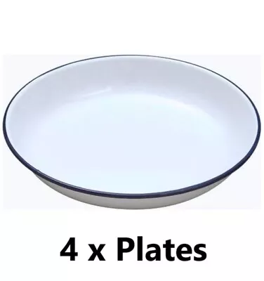 4 X Falcon Traditional Genuine Enamel 20cm Rice / Pasta Deep Plate White Enamel  • £18.95