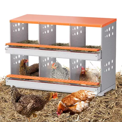 6 Hole Automatic Egg Collection Chicken Nesting Box Metal Poultry Laying Box US • $134.22