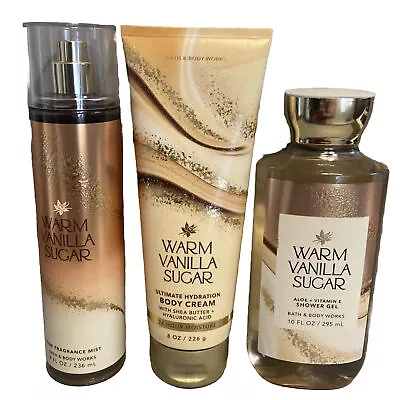 (3) *WARM VANILLA SUGAR* Body Mist Cream & ShowerGel 8 Oz By Bath & Body Works • £35.71