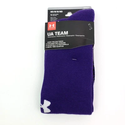 $10.07 • Buy UA Under Armour Adult Size M Purple White Over The Calf Soccer Socks 1 Pair 