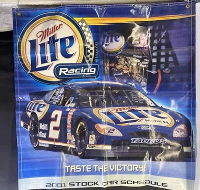 Miller Lite Racing Banner “Taste The Victory” 36”x35.5” 2001 Stock Racing Banner • $29.99