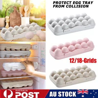 Plastic 12 Egg/18 Egg Storage Holder Fridge Foldable Kitchen Food Eggs Container • $6.99