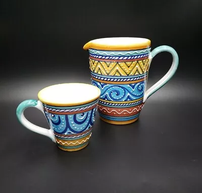 Deruta Italian Pottery For Starbucks Mediterranean Design 40oz Pitcher & Mug • $42.88