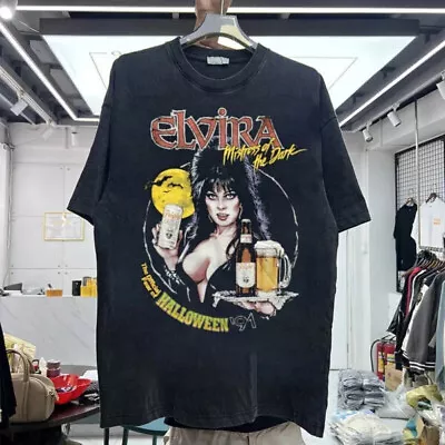 Elvira Mistress Of The Dark Movie Black Vtg T Shirt AN31992 • $27.99