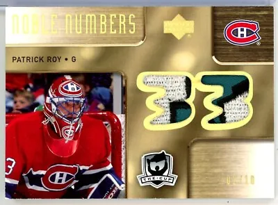 2005-06 The Cup Noble Numbers Dual #DNNRB Patrick Roy / Martin Brodeur PATCH /10 • $1453.96