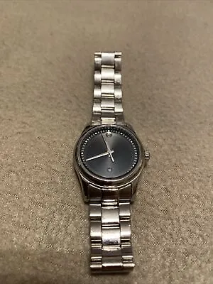 Ladies Movado 0606498 Sportivo Stainless Steel Diamond Bezel Black Dial Watch • $200