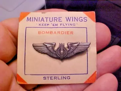 2nd War 1939-1945 US Sterling BOMBARDIER Wings On Original Card 1.5  Cap Hat • $44.50