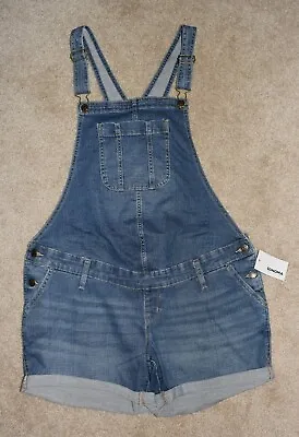 New Maternity Sonoma Jeans Shortalls Sz 12 Bib Overalls Cuffed Stretch Denim • $19.99